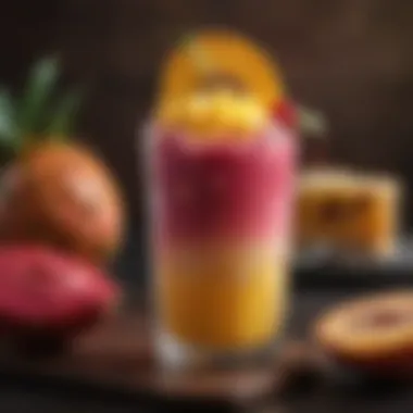 Vibrant Mango Dragonfruit beverage showcasing its colorful layers and fresh ingredients