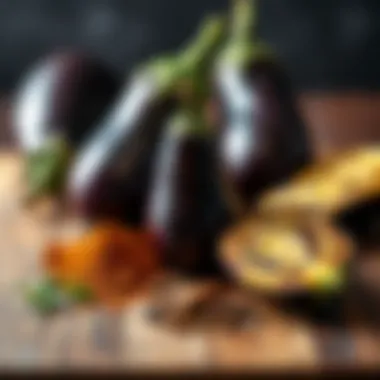 An assortment of spices and herbs to enhance eggplant flavor.