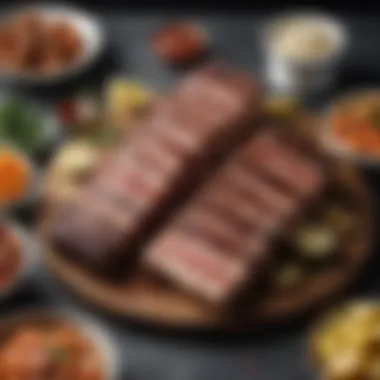 Diverse Rib Cuts A beautifully arranged platter of various rib cuts showcasing their unique textures and colors.