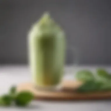 Invigorating Matcha Latte A vibrant matcha latte with a frothy finish, showcasing a blend of green tea and milk.