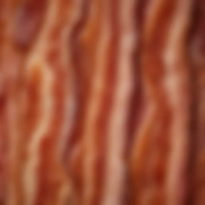 Close-up of bacon texture and color