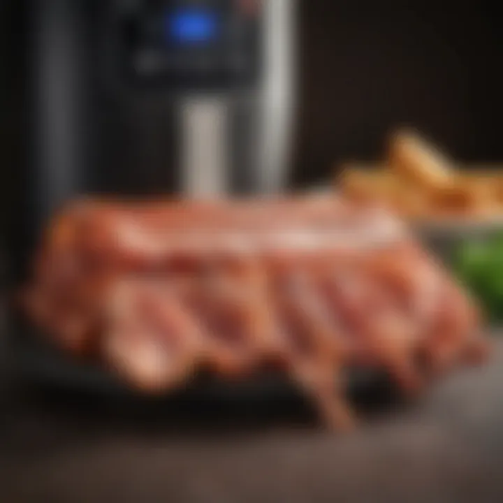 Air fryer showcasing perfectly cooked bacon