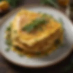 Golden omelet sprinkled with fresh herbs