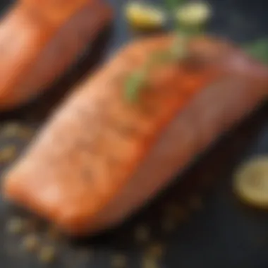 Golden crusted salmon fillet with skin