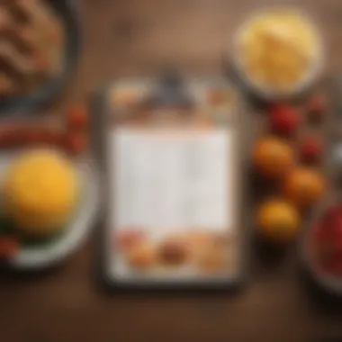 Structured Meal Planning for Success A neatly written meal plan on a clipboard beside grocery items