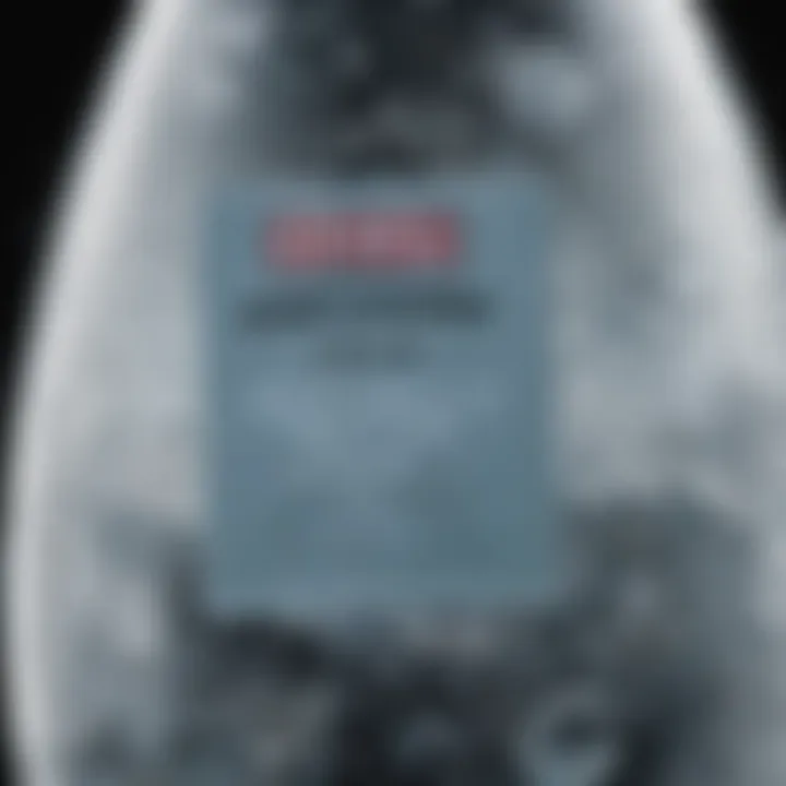 A close-up of mineral water with a label showing its mineral content
