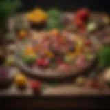 A vibrant assortment of fresh ingredients scattered across a rustic wooden table, embodying the spirit of culinary creativity.