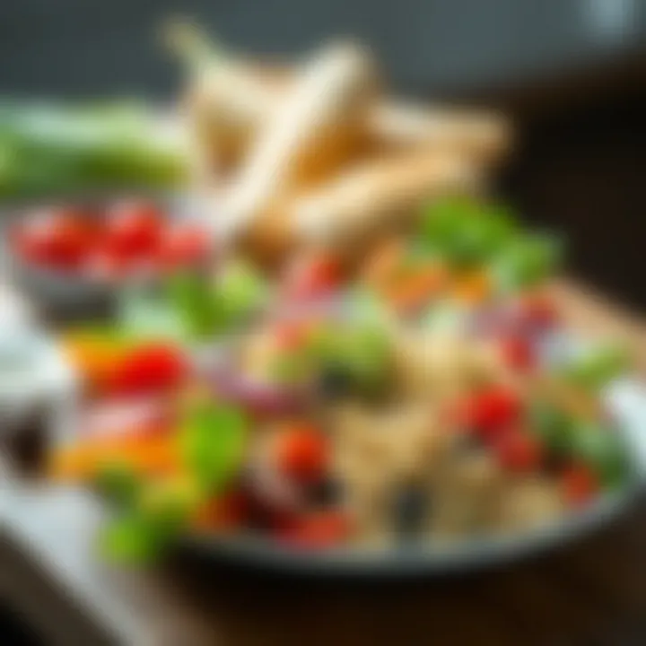 Colorful plate of vibrant vegetables and grains