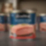 Close-up of a can of tuna with a label highlighting low mercury content.