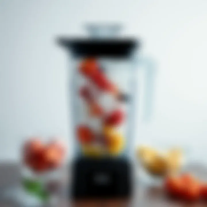 Frozen ingredients ready for blending in Ninja Blender