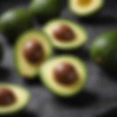 Close-up of avocados, a superfood for hair nourishment