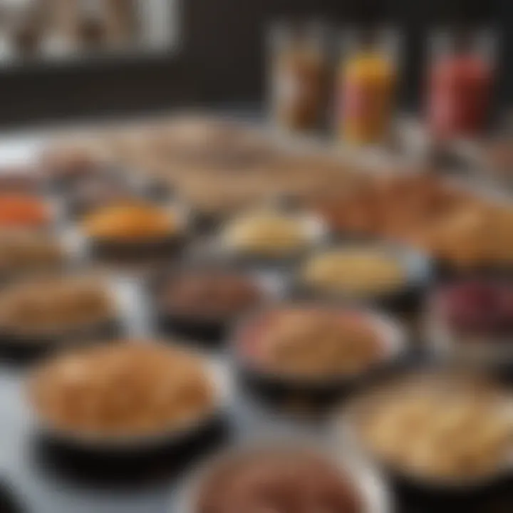 Nutritional breakdown of various prepackaged treats displayed on a table