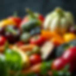 Colorful array of vegetables and fruits representing balanced nutrition