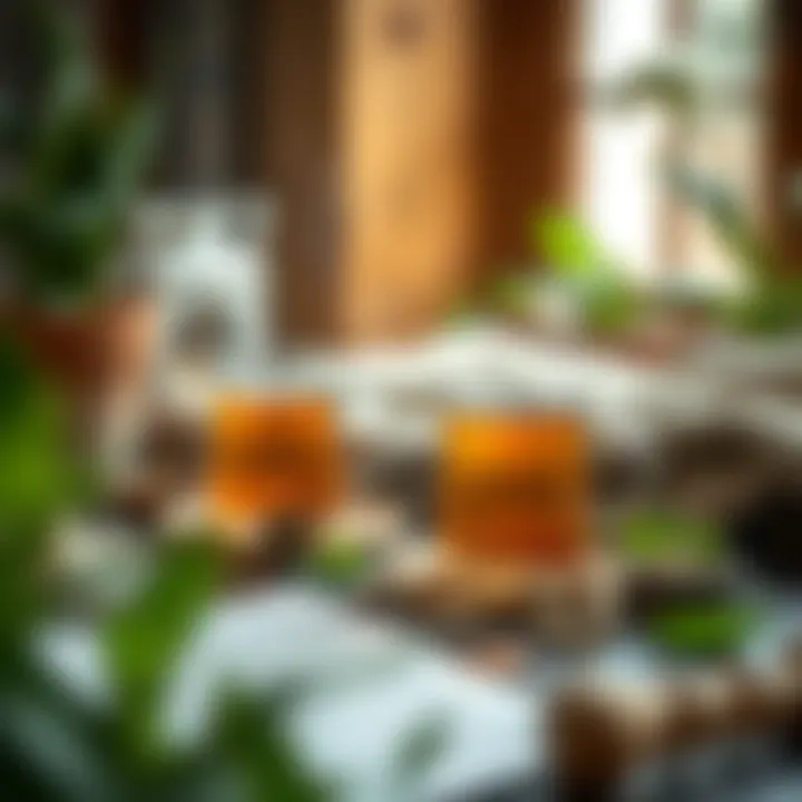Relaxing Herbal Teas for Well-Being A serene setting with herbal teas and calming ingredients that promote relaxation