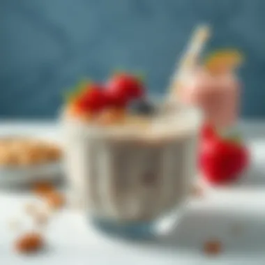 Refreshing Bowl of Oats Shake A refreshing bowl of oats shake with fresh fruits and nuts