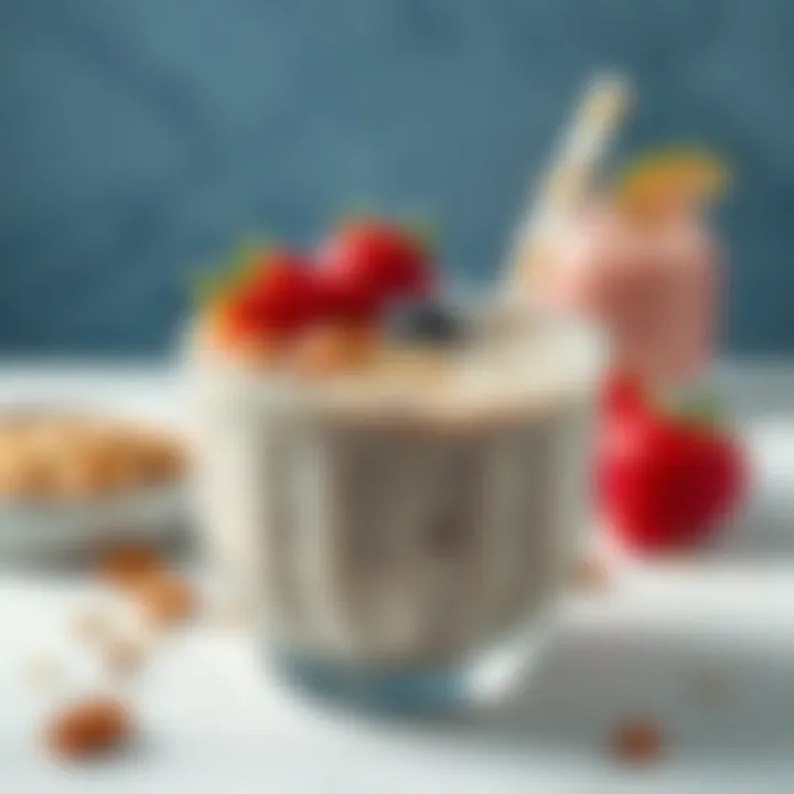 Refreshing Bowl of Oats Shake A refreshing bowl of oats shake with fresh fruits and nuts