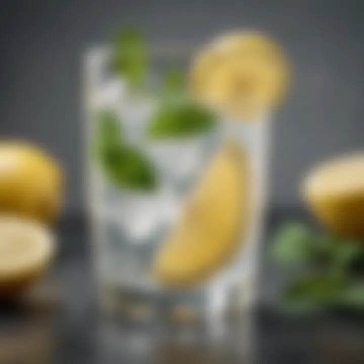 A glass of refreshing lemon-infused water garnished with mint leaves