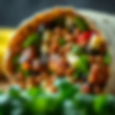 Hearty Whole Grain Wrap Whole grain wrap filled with lean protein and greens