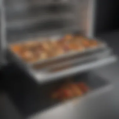 Spills being contained by a tray under a refrigerator