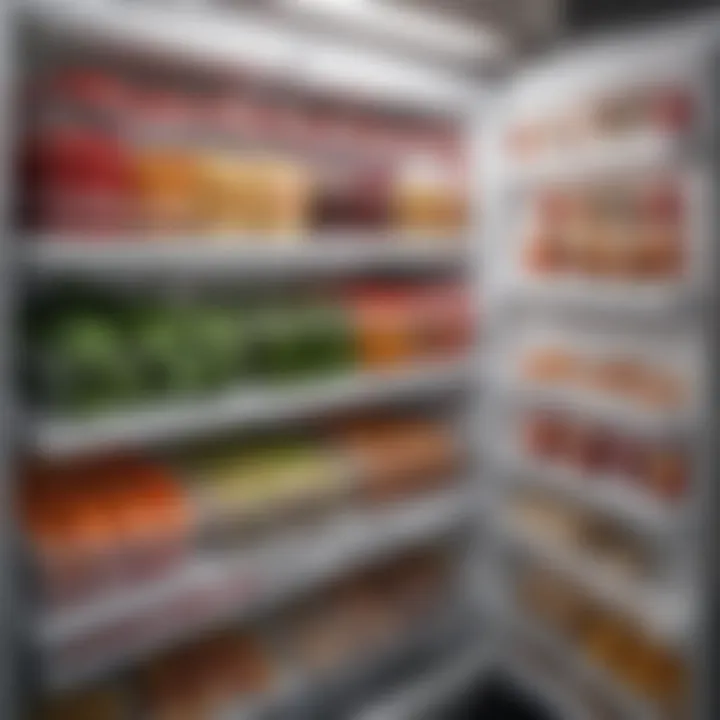 An organized freezer filled with labeled airtight containers for easy access