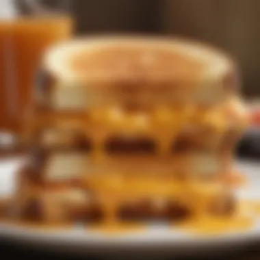 Golden Melting Delight: Grilled Cheese Perfection A close-up of a golden grilled cheese sandwich melting with cheese