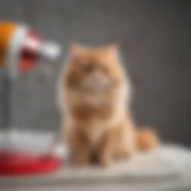 A grooming session with a pet hair dryer catcher in action, illustrating its effectiveness