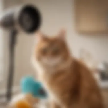 A satisfied pet owner using a hair dryer catcher, emphasizing positive user experience