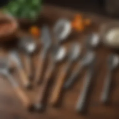 Detailed View of Pioneer Woman Utensils Close-up of various utensils from the Pioneer Woman set