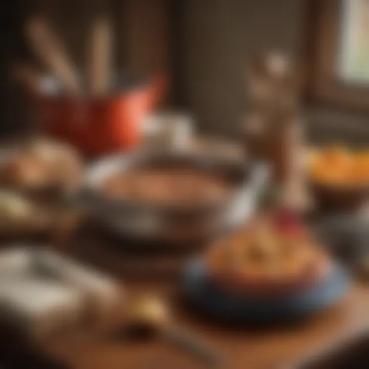 Artistic arrangement of the Pioneer Woman utensil set with a cookbook