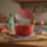 The Pioneer Woman utensil set displayed on a vibrant kitchen counter