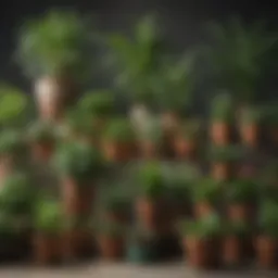 A vibrant display of various potted plants