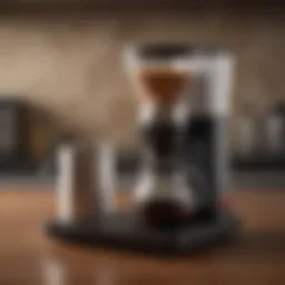 Showcasing a sleek pour over coffee maker with integrated grinder