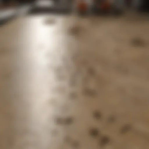 Close-up view of ant trails on a kitchen countertop