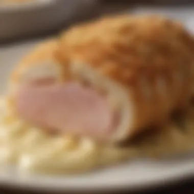 Perfectly cooked chicken cordon bleu with golden crust