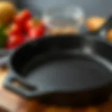 Freshly seasoned cast iron skillet with a shiny surface