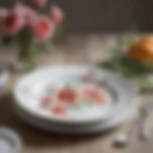 Elegant porcelain plate set with floral designs