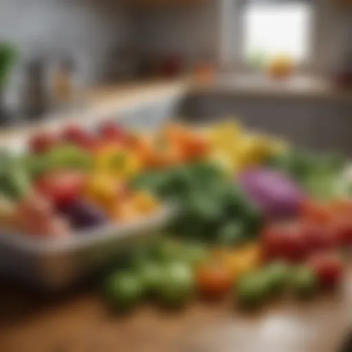 Colorful array of fresh vegetables on a kitchen counter