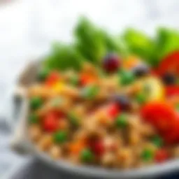A vibrant plate of colorful vegetables and grains