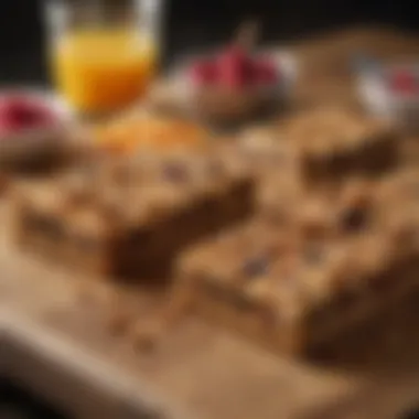 A selection of nutritious breakfast bars displayed on a wooden table