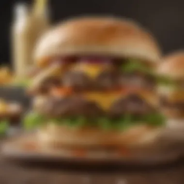 Gourmet Ranch Cheeseburger Delight A gourmet ranch cheeseburger topped with fresh ingredients