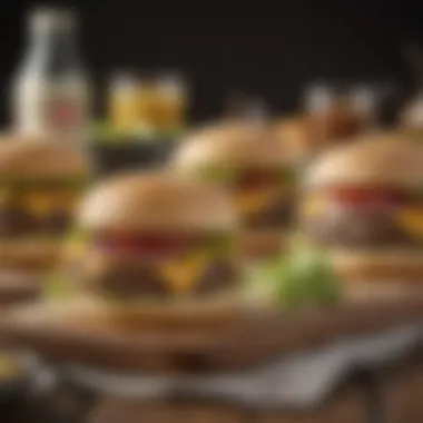 Delicious Variations of Ranch Cheeseburgers An assortment of ranch cheeseburger variations on a platter