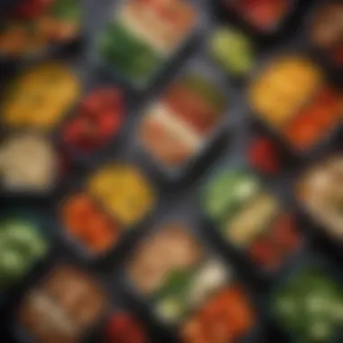 Colorful Meal Prep Containers A vibrant spread of gourmet meal prep containers showcasing colorful, healthy dishes ready for the week ahead