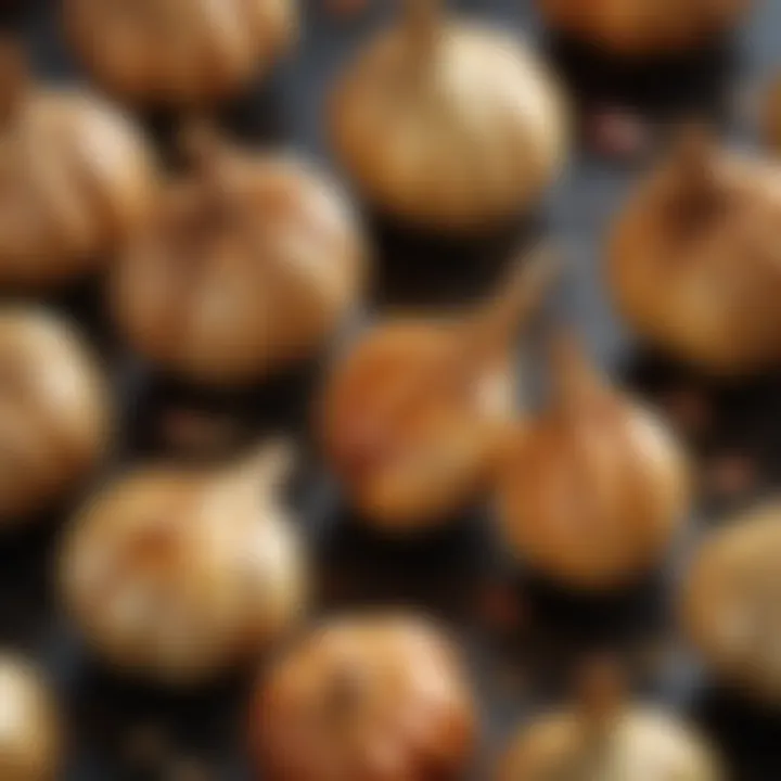 Roasted garlic cloves showcasing a golden-brown color