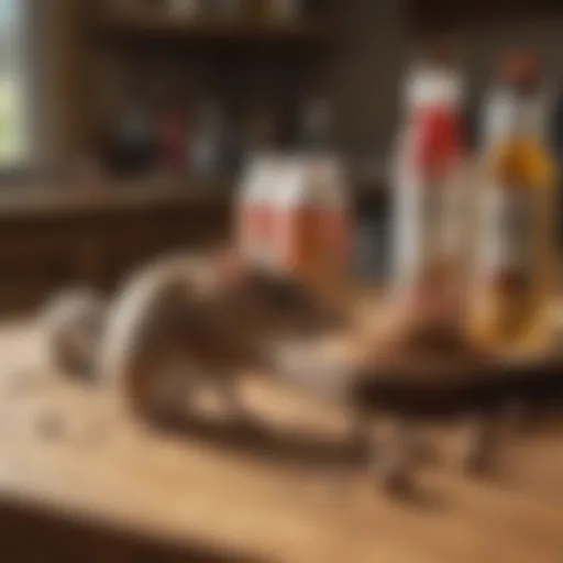 Natural rodent repellents displayed on a wooden table