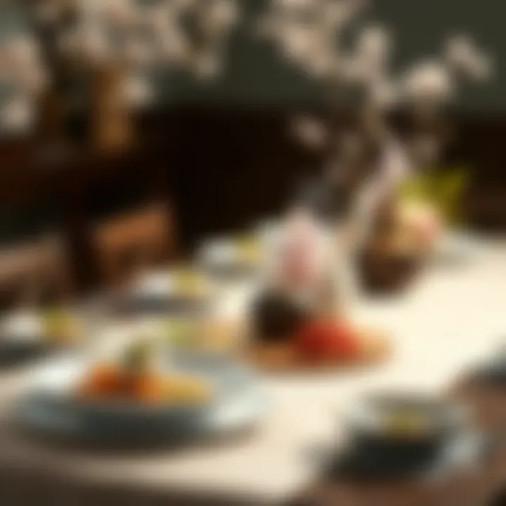 Elegant Sakura-Infused Table Setting An elegant table setting featuring sakura-infused dishes, showcasing the harmony of tradition and innovation.