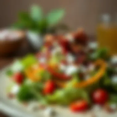 Salad Delight with Bacon Ranch A tantalizing salad topped with ranch and bacon dressing