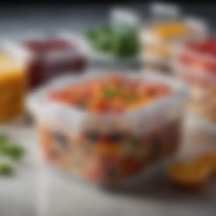 Close-up of a sealed airtight container with vibrant ingredients inside