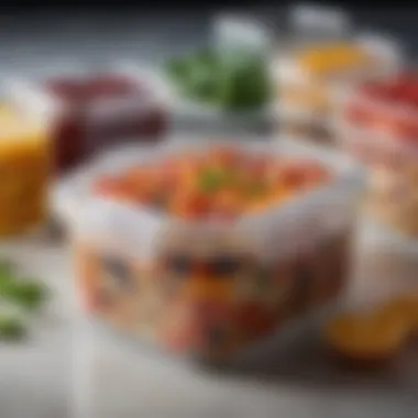 Preserving Freshness: Sealed Airtight Container with Ingredients Close-up of a sealed airtight container with vibrant ingredients inside