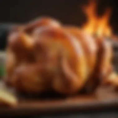 Close-up of Shaw's Rotisserie Chicken showcasing its crispy, golden skin