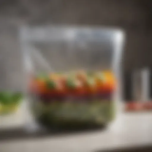 Innovative silicone pouch filled with fresh ingredients ready for storage